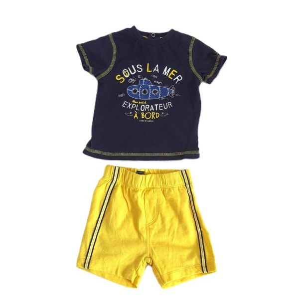 Ensemble T-shirt + Short jaune bébé garçon 6 MOIS TERRE DE MARINS