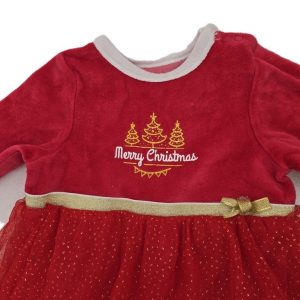 Pyjama velours rouge Noël tulle bébé fille 12 MOIS MOTS D’ENFANTS