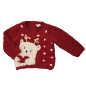 Pull de Noël fourrure rouge bébé fille 12 MOIS DPAM