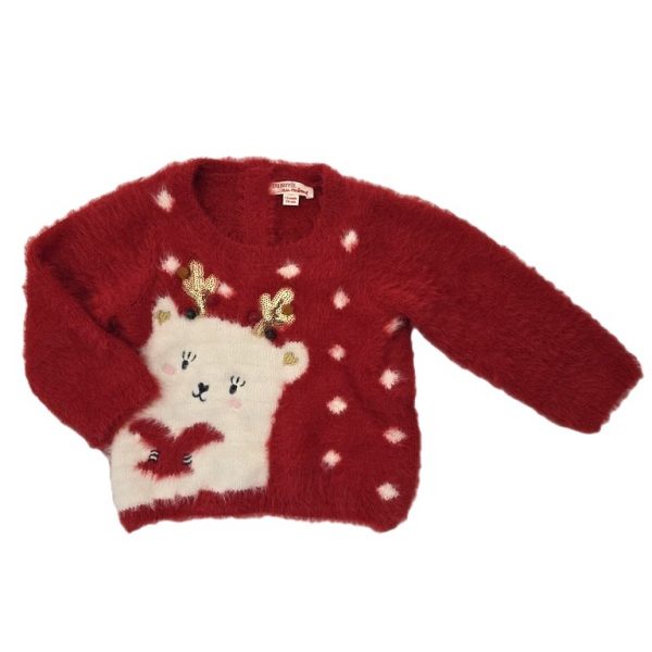 Pull de Noël fourrure rouge bébé fille 12 MOIS DPAM