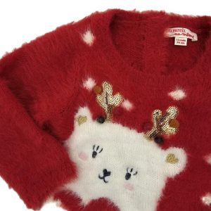 Pull de Noël fourrure rouge bébé fille 12 MOIS DPAM