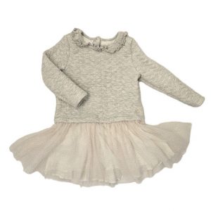 Robe de fête grise tulle doré bébé fille 18 MOIS PETIT BATEAU