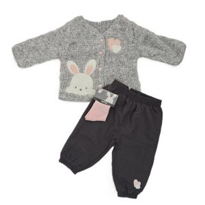 Ensemble gilet + pantalon + chaussettes bébé fille 3 MOIS