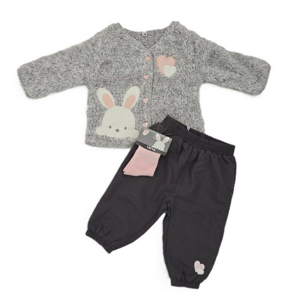 Ensemble gilet + pantalon + chaussettes bébé fille 3 MOIS