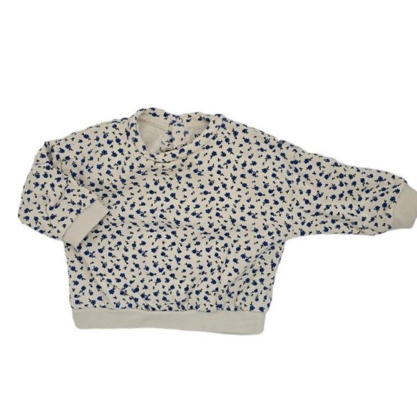 Sweat à fleurs écru et bleu bébé fille 3 MOIS KIABI