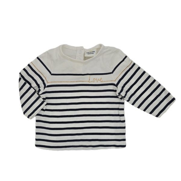 T-shirt rayé marine blanc Love bébé fille 3 MOIS TAPE A L'OEIL TAO