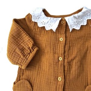 Combinaison moutarde col blanc bébé fille 3 MOIS VERTBAUDET