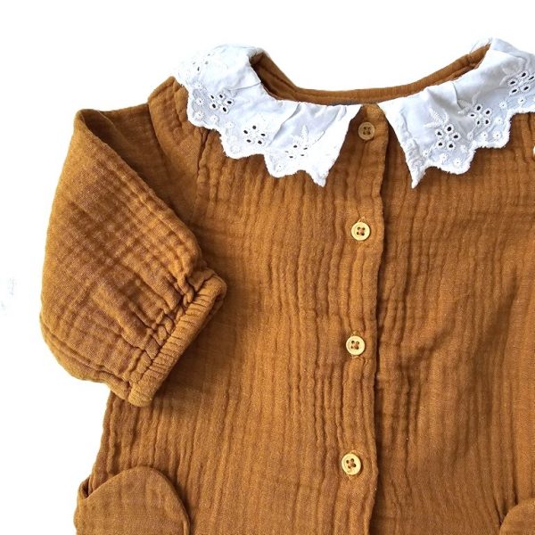 Combinaison moutarde col blanc bébé fille 3 MOIS VERTBAUDET