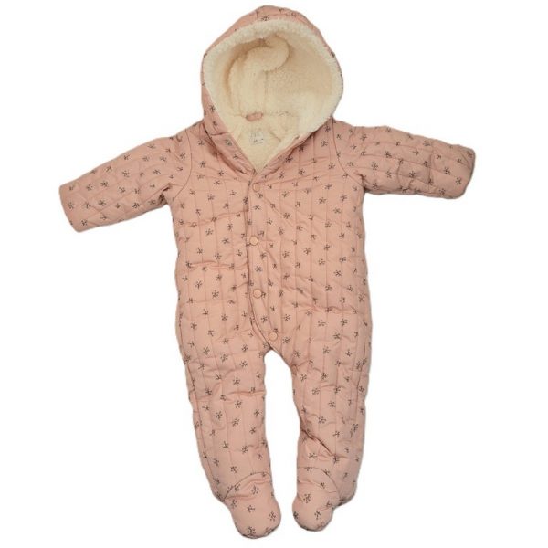 Combi-pilote rose fleurs fourrure bébé fille 6/9 MOIS ZARA