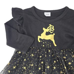 Robe de fête noire dorée bébé fille 6/9 MOIS