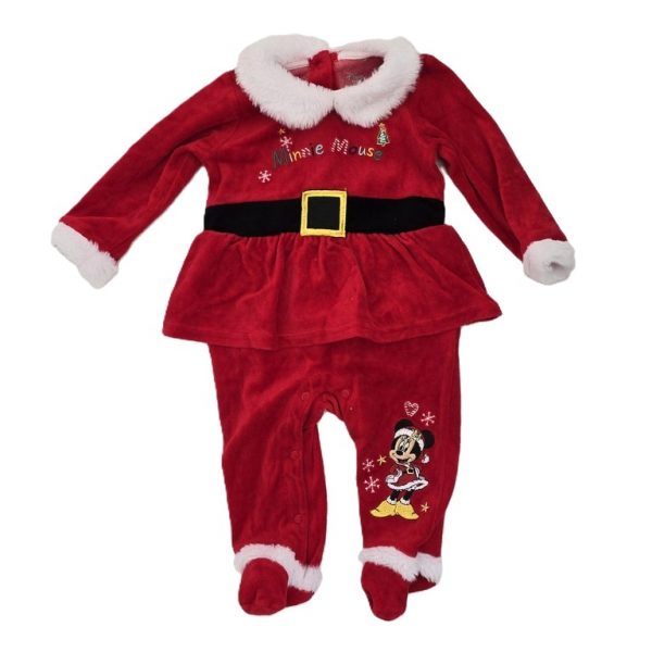 yjama velours rouge Noël Minnie bébé fille 6/9 MOIS DISNEY