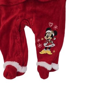 Pyjama velours rouge Noël Minnie bébé fille 6/9 MOIS DISNEY