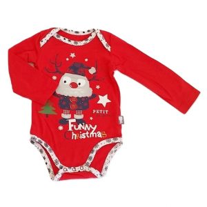 Body rouge Noël bébé mixte 9 MOIS P’TIT BEGUIN