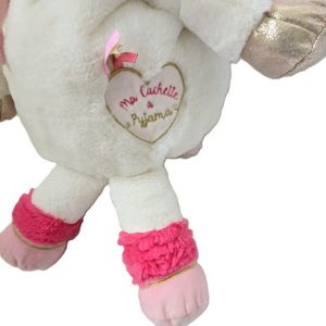 Licorne range pyjama blanc rose 55 cm DOUDOU ET COMPAGNIE