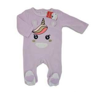 Pyjama velours mauve Licorne bébé fille 3 MOIS IN EXTENSO