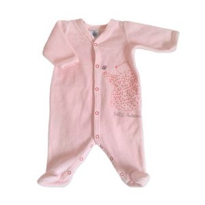 Pyjama velours rose Ours bébé fille NAISSANCE PETIT BATEAU