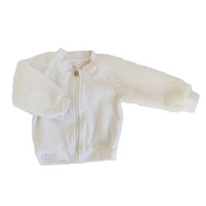 Sweat écru zippé bi matières bébé fille 6 MOIS ORCHESTRA