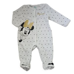 Pyjama velours blanc pois bébé fille 6 MOIS DISNEY